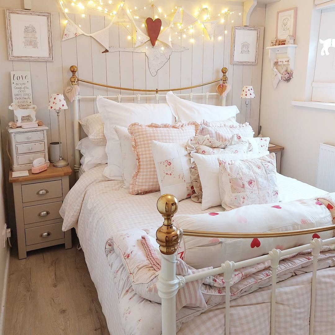 Dreamy Country Bedrooms: 20 Timeless Ideas for 2025 2 Vintage Charm With Gingham Layers