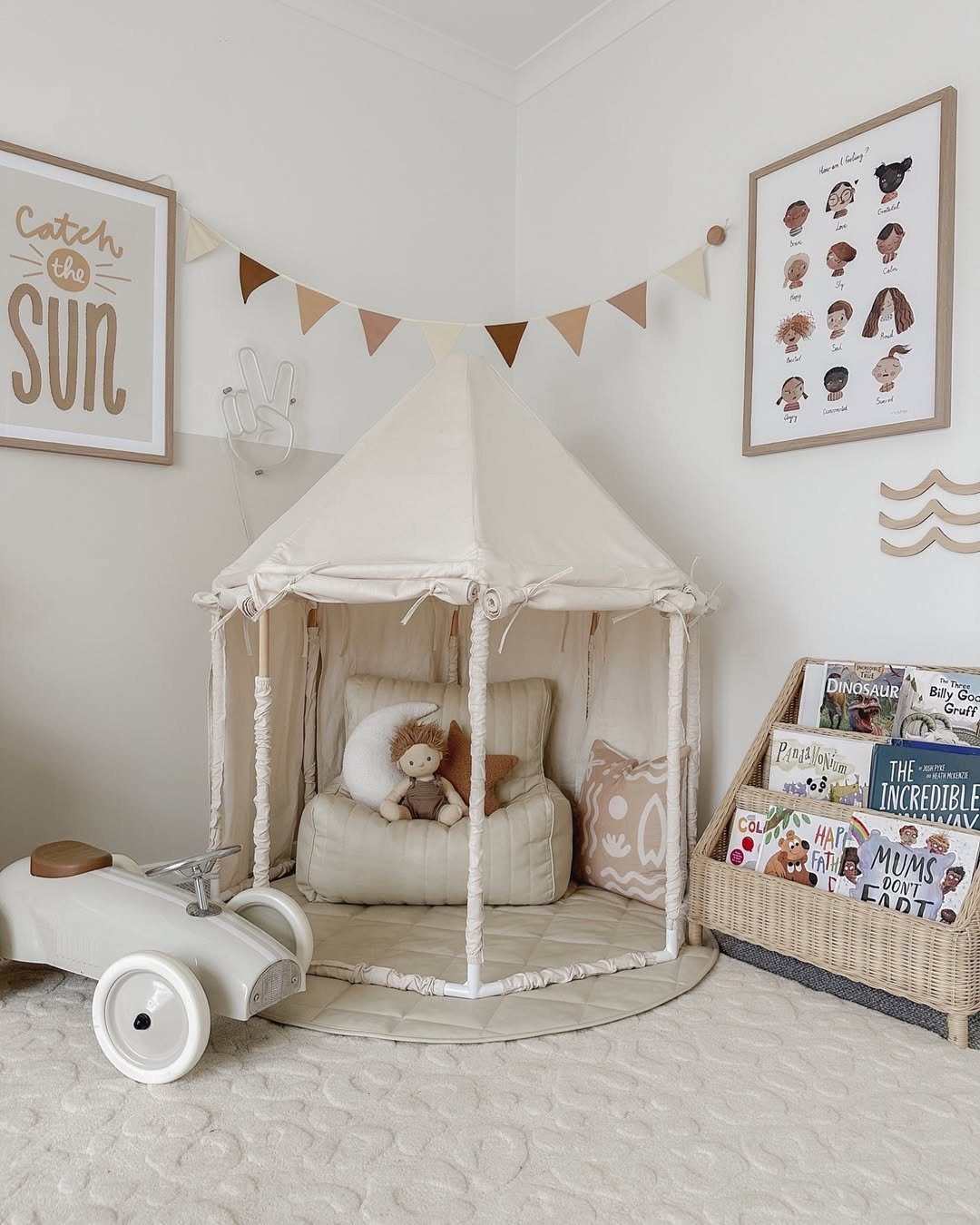 25 Mind-Blowing Kids Playroom Ideas for 2025 16 Neutral Playroom With Cozy Hideaway