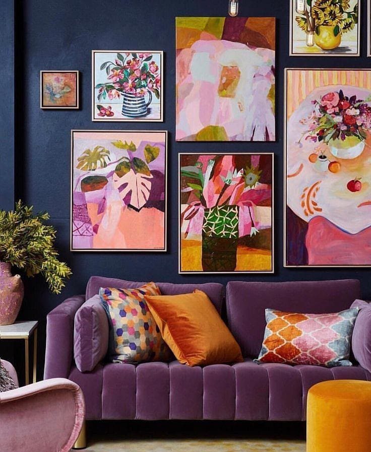 Jaw-Dropping Purple Living Rooms for 2025! 7 Artful Purple With Playful Pops