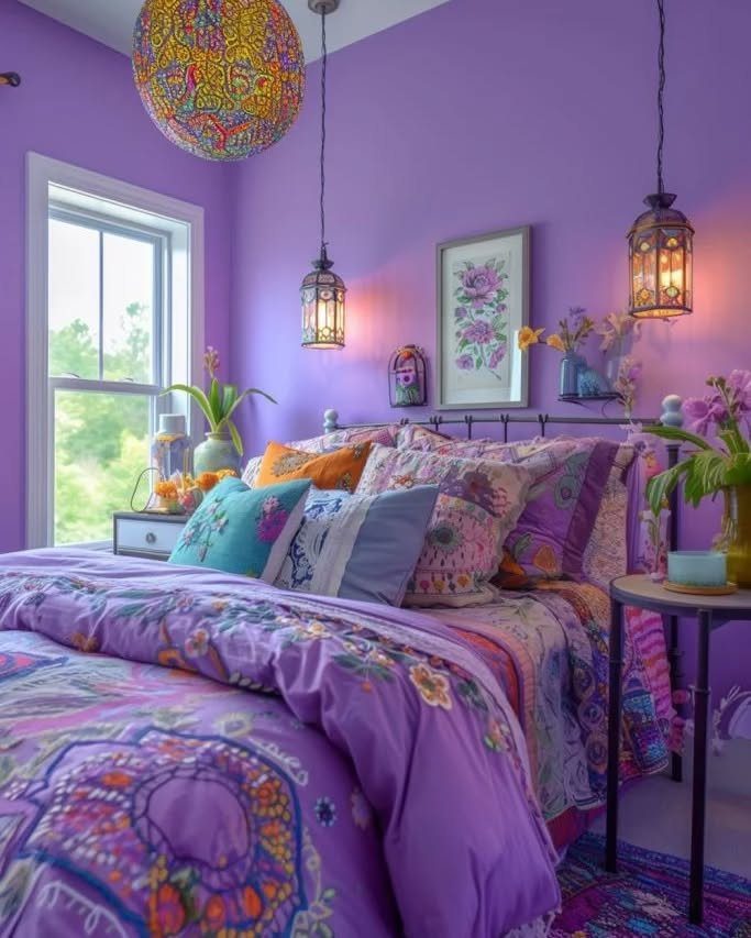 Luxurious Purple Bedrooms That Stun in 2025 4 Bohemian Charm With Rich Purple Tones
