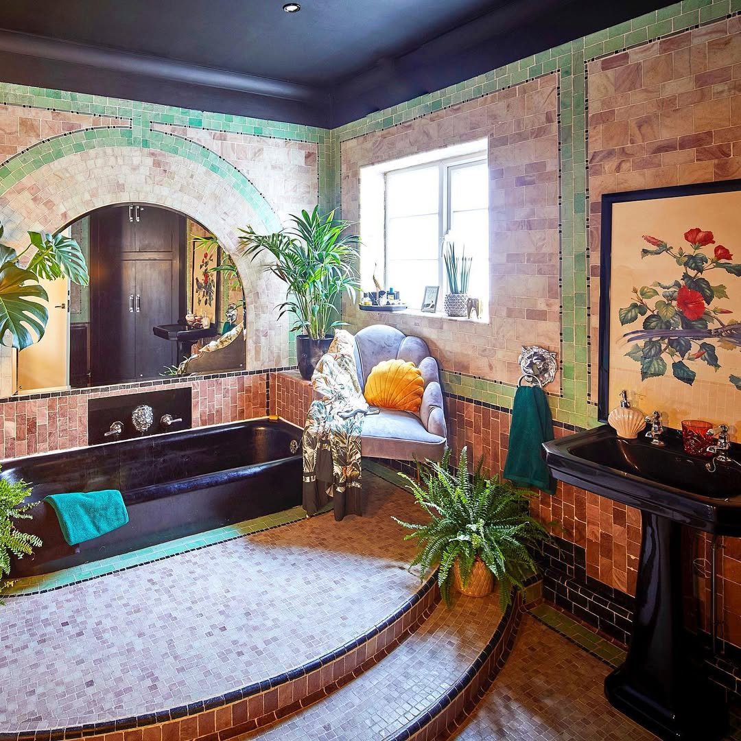 25 Chic And Glamorous Art Deco Bathroom Ideas You Should See 12 Mosaic Elegance With Bold Accents