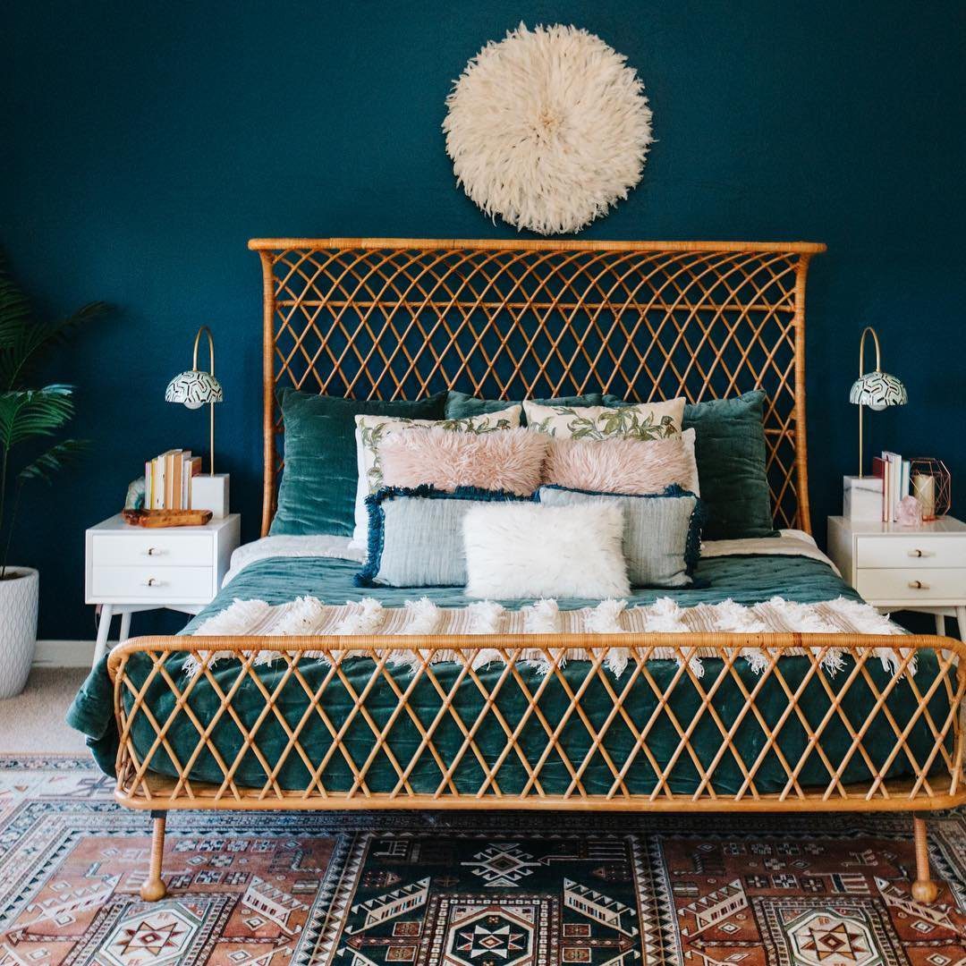 Jaw-Dropping Teal Bedrooms That Stun in 2025! 9  Teal Elegance Meets Boho Rattan