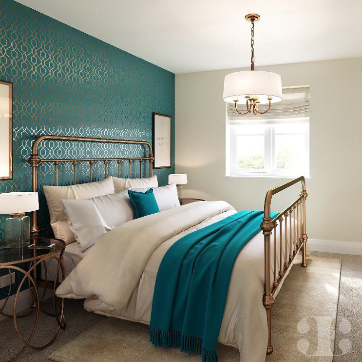 Jaw-Dropping Teal Bedrooms That Stun in 2025! 12 Elegant Teal With Golden Glamour