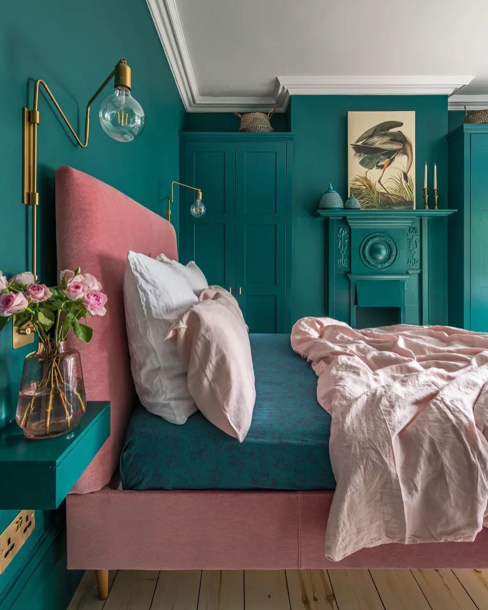 Jaw-Dropping Teal Bedrooms That Stun in 2025! 4 Glamorous Teal With Soft Blush Touches