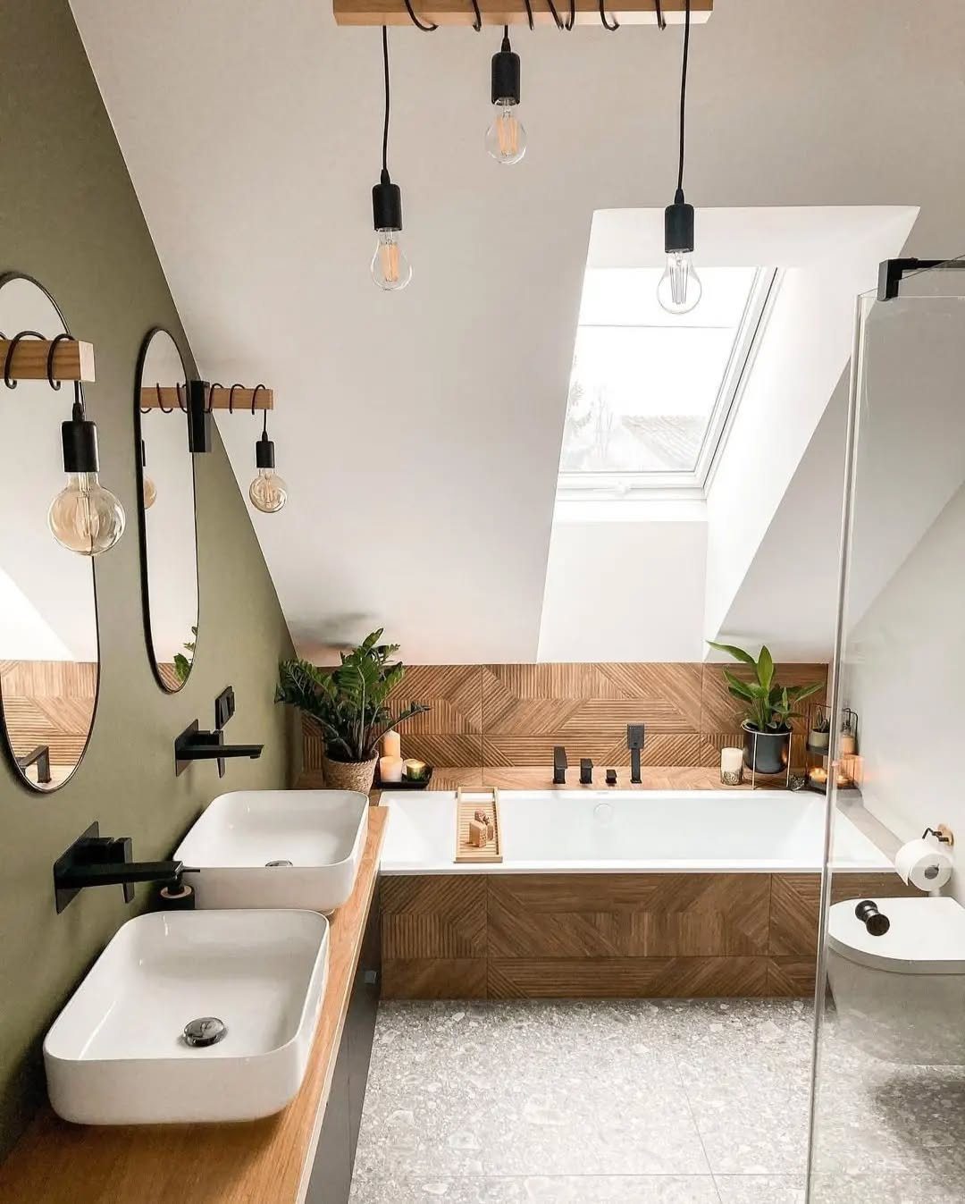 Stunning Attic Bathroom Designs to Die For in 2025 10 Modern Contrast With Natural Warmth