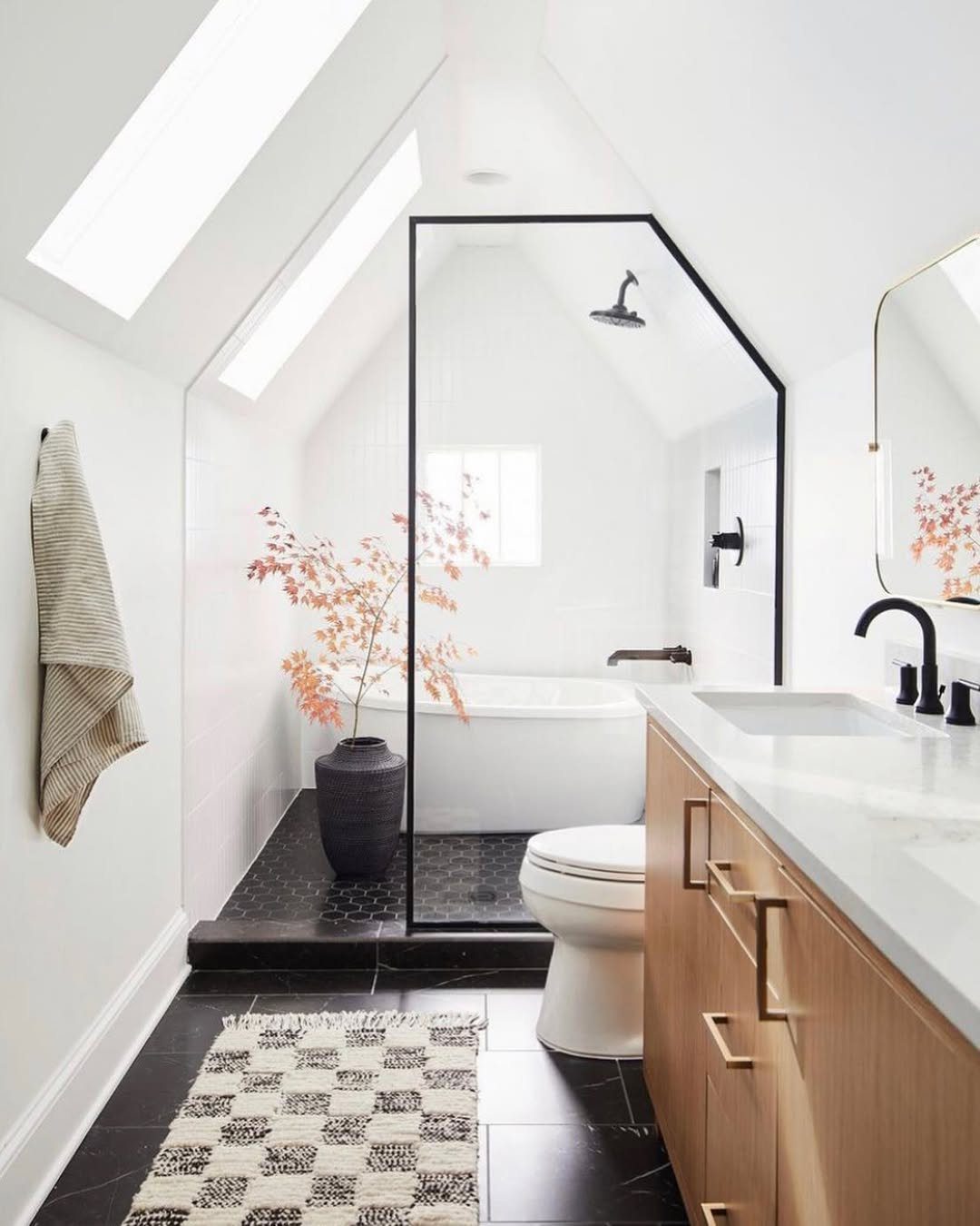 Stunning Attic Bathroom Designs to Die For in 2025 14 Sleek Monochrome With Natural Warmth