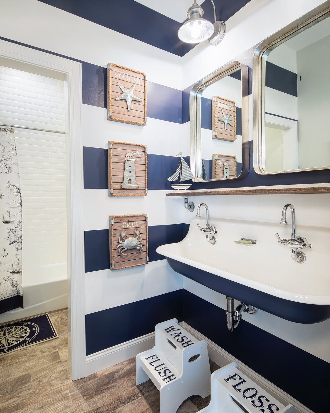 15 Dreamy Nautical Bathroom Trends for 2025 4 Playful Nautical Stripes And Details