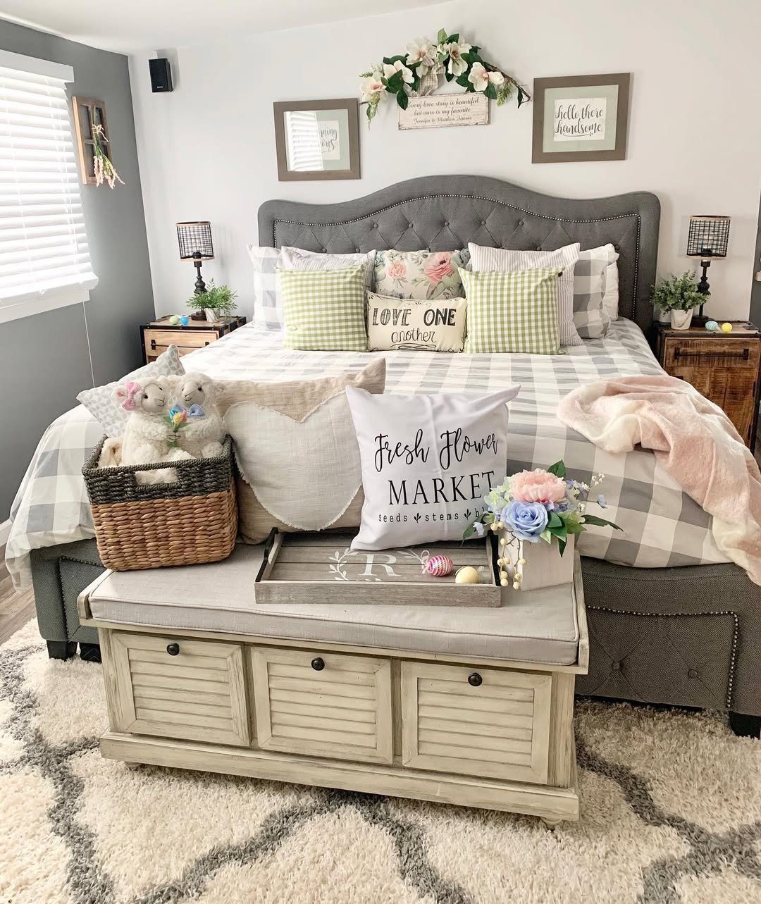 Spring Bedroom Magic: 18 Whimsical Ideas for 2025! 8 Botanical Farmhouse Charm With Spring Touches