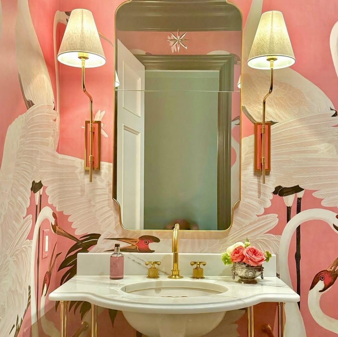 25 Mind-Blowing Maximalist Bathroom Ideas for 2025 10 Elegant Birds And Blush Glamour - Maximalist Bathroom Decor