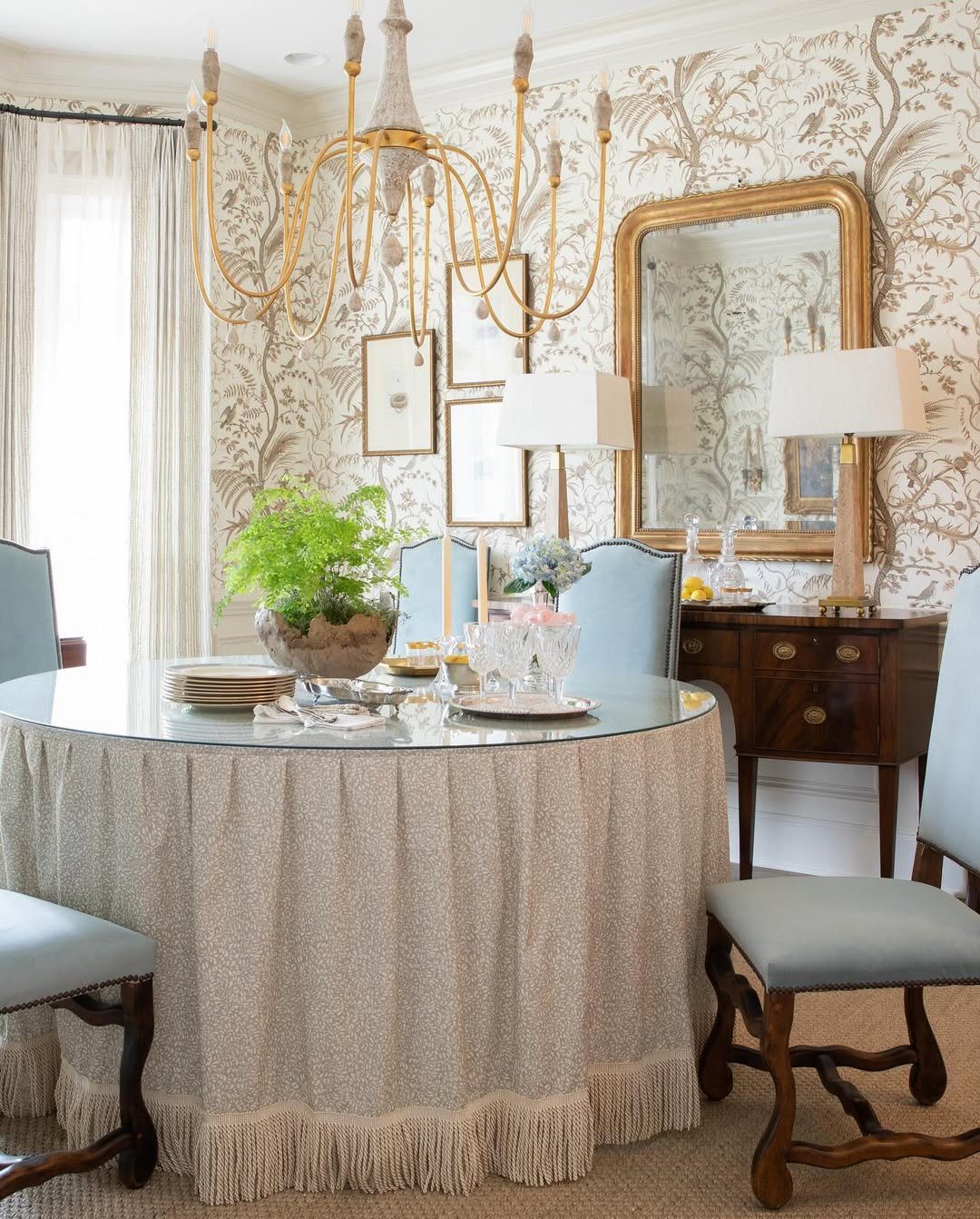 25 Stunning Dining Room Wallpapers That Scream Luxury 2025 10 Botanical Wallpaper For A Soft And Elegant Dining Room