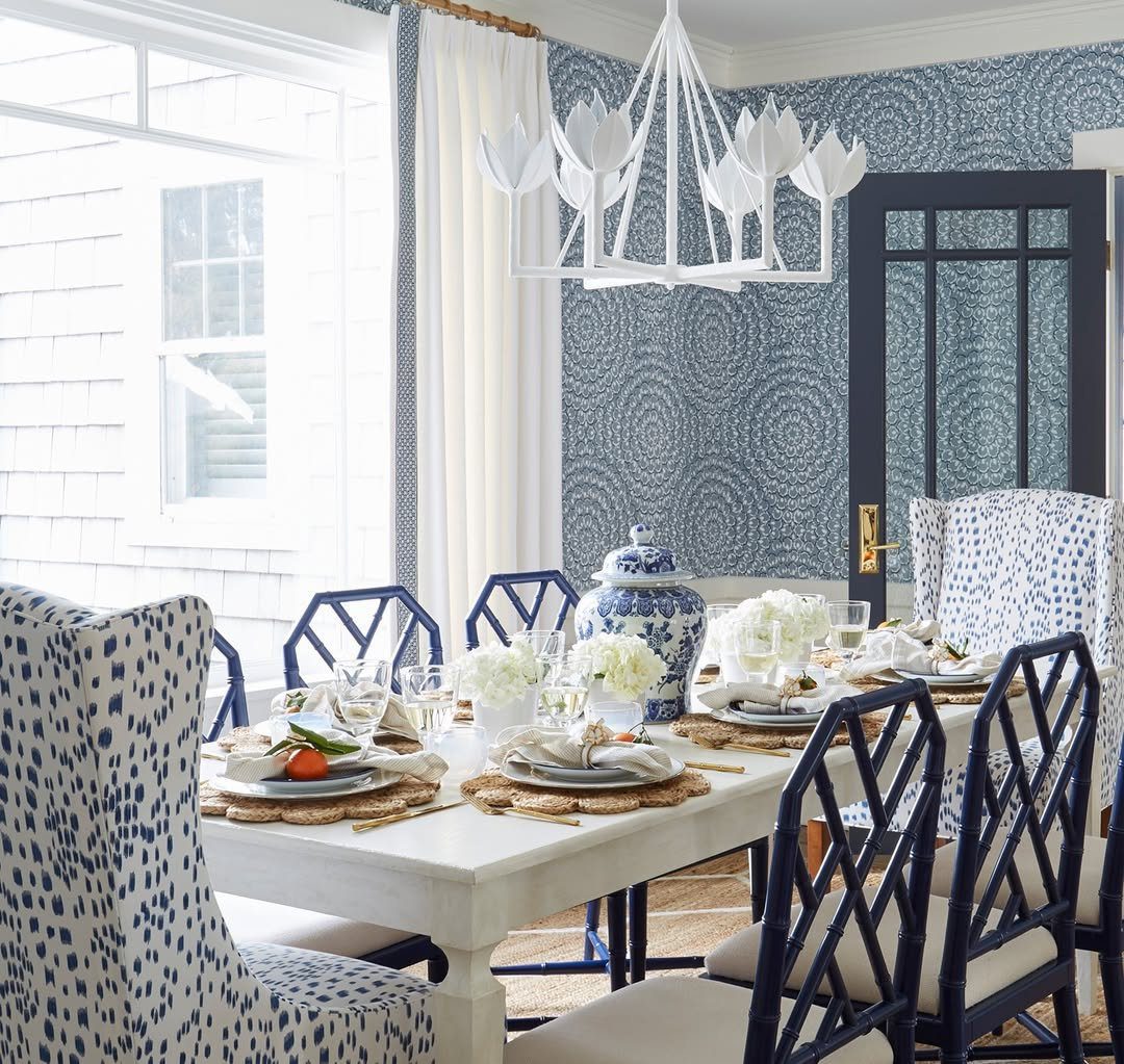 25 Stunning Dining Room Wallpapers That Scream Luxury 2025 24 24. Coastal Blue Wallpaper For A Fresh Dining Room