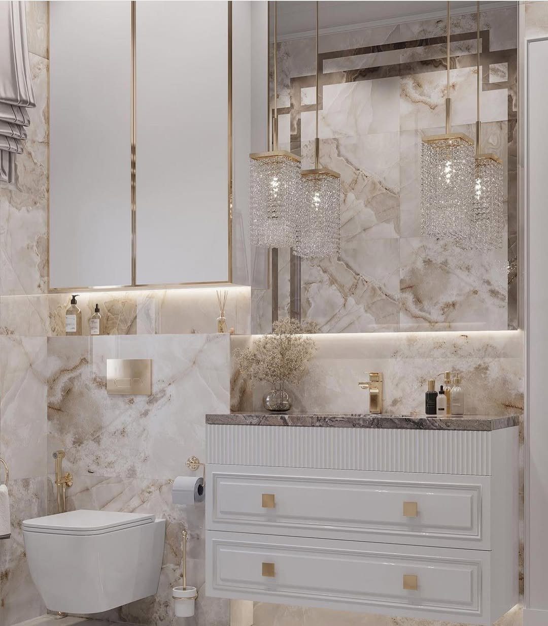 25 Jaw-Dropping Glam Bathroom Ideas for 2025 11 Luxurious Marble With Golden Glam