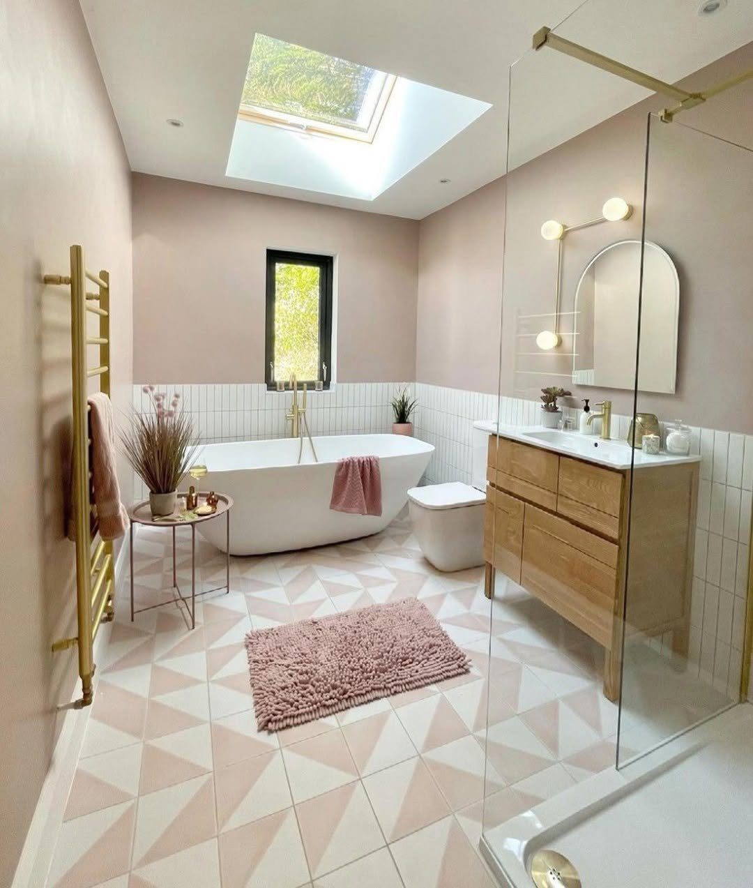 25 Jaw-Dropping Glam Bathroom Ideas for 2025 13 Soft Pink Glam With Golden Accents