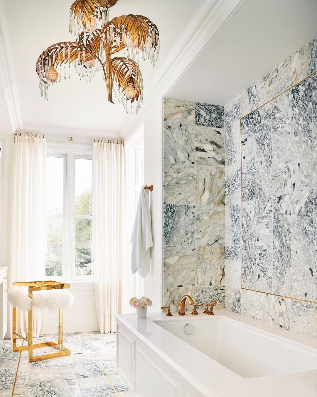 25 Jaw-Dropping Glam Bathroom Ideas for 2025 14 Bold Marble With Tropical Glam