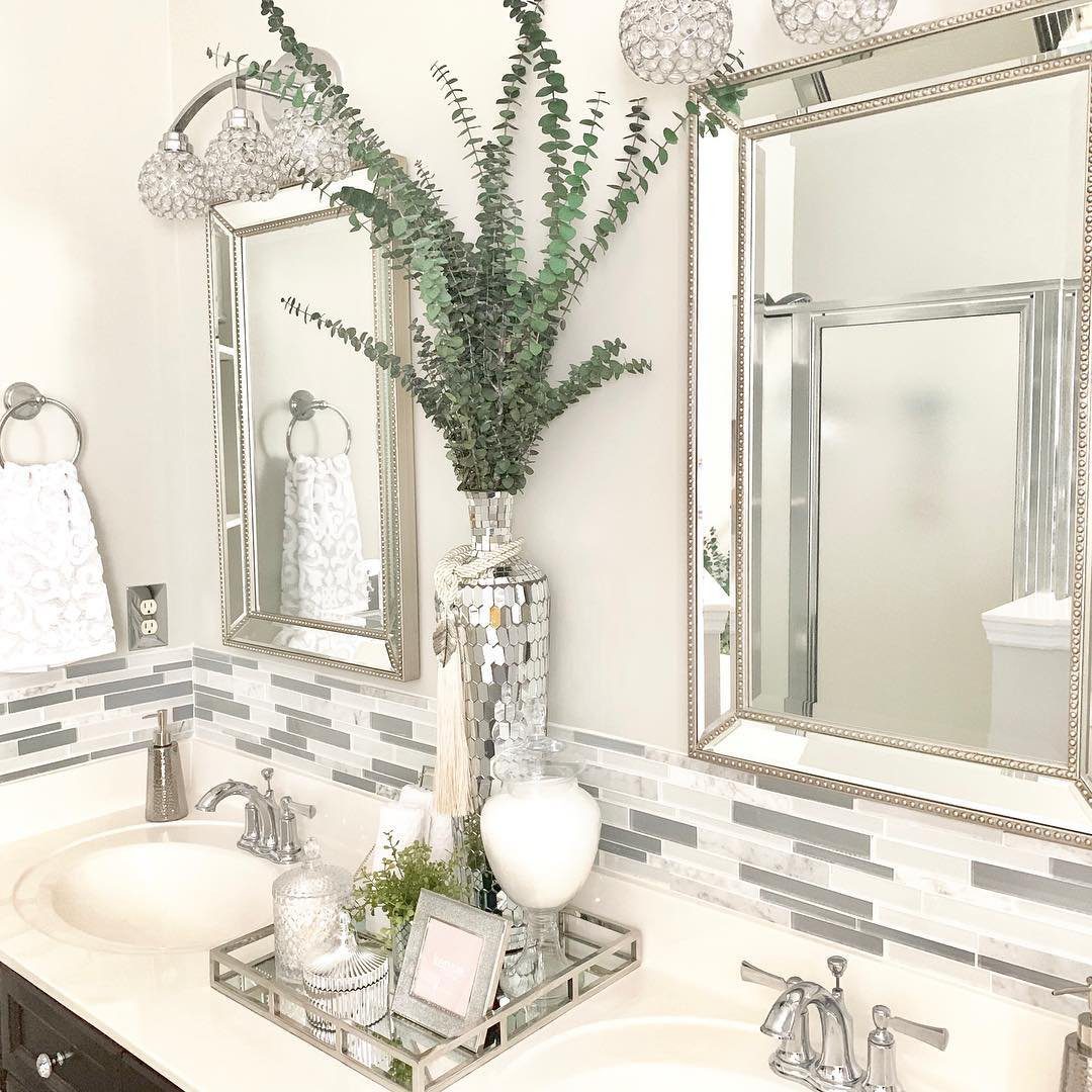 25 Jaw-Dropping Glam Bathroom Ideas for 2025 25 Silver Glam With Sparkling Accents