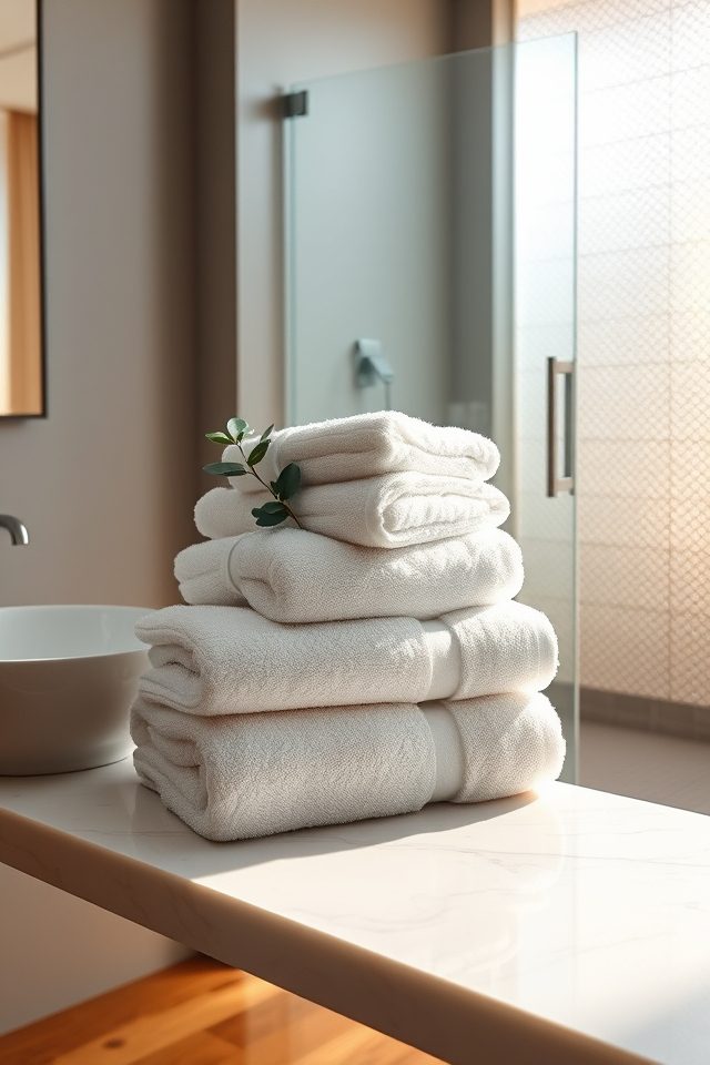 17 Refreshing Bathroom Decor Ideas for a Spa-Like Escape 4 choose soft plush towels
