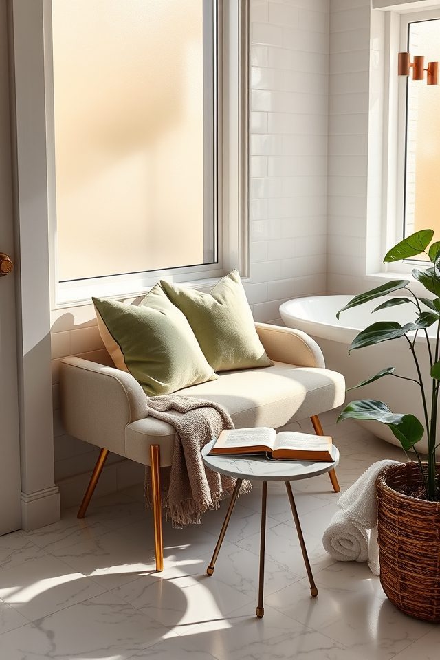 17 Refreshing Bathroom Decor Ideas for a Spa-Like Escape 17 cozy bathroom seating nook