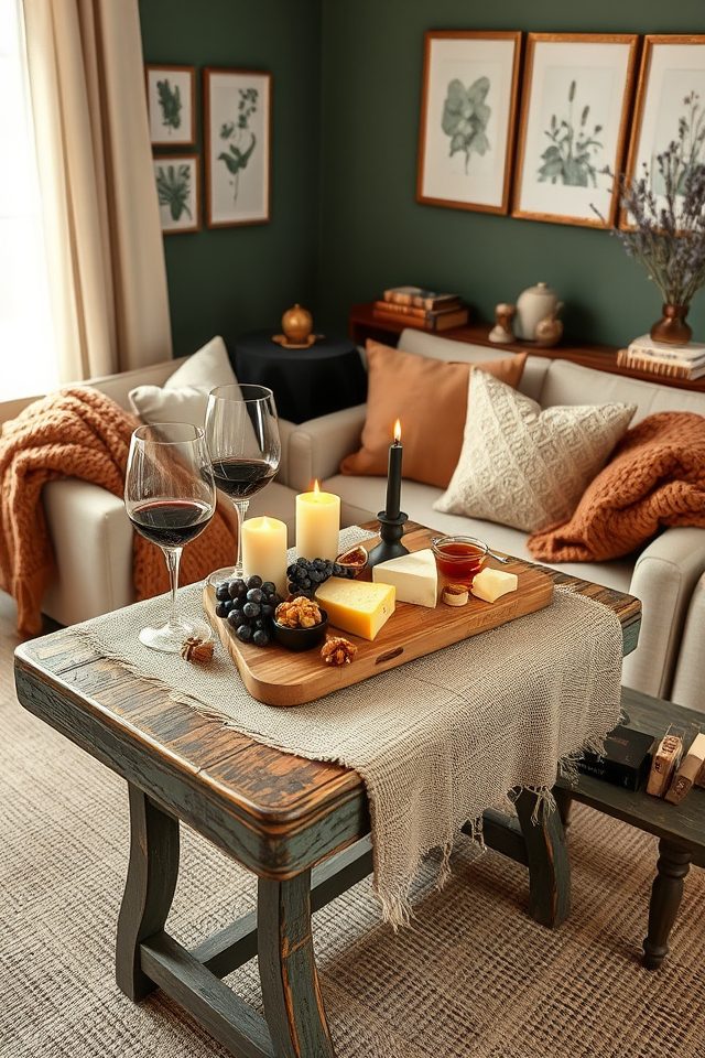 cozy wine cheese corner