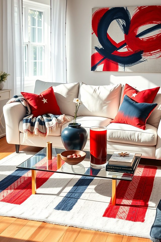 15 Living Room Decor Ideas to Celebrate Independence Day in Style 1 embrace patriotic color palette