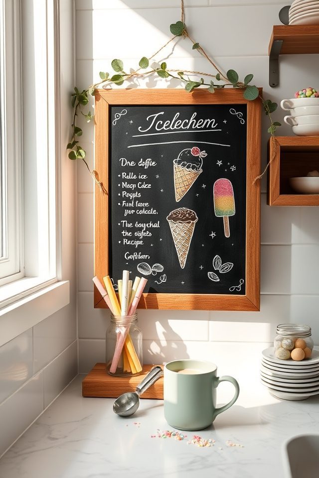 12 Kitchen Decor Ideas to Sweeten National Ice Cream Day 11 frozen treat recipe chalkboard