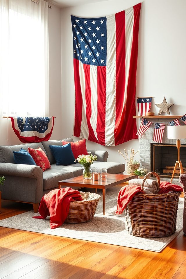 15 Living Room Decor Ideas to Celebrate Independence Day in Style 2 hang star spangled banner