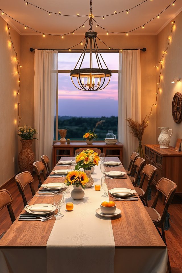 17 Summer Celebration Dining Room Decor Ideas for Joyful Feasts 10 hang warm string lights