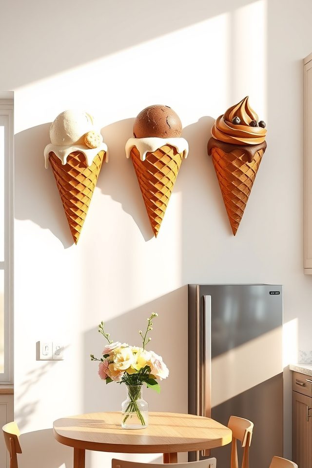 12 Kitchen Decor Ideas to Sweeten National Ice Cream Day 2 ice cream cone art