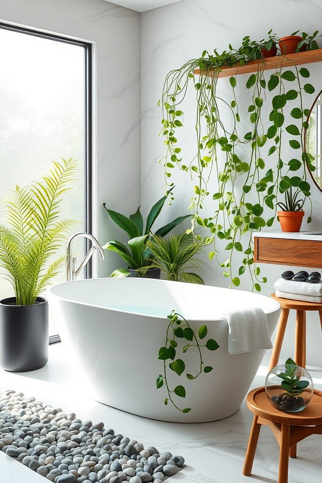 17 Refreshing Bathroom Decor Ideas for a Spa-Like Escape 3 incorporate low maintenance bathroom plants