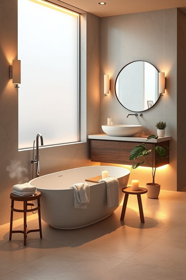 17 Refreshing Bathroom Decor Ideas for a Spa-Like Escape 5 install soft warm lighting