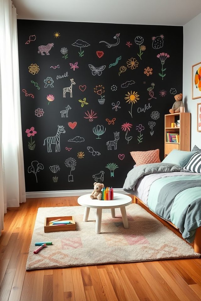 13 Kids Room Decor Ideas for a Playful National Play Day 11 kids chalkboard creativity wall