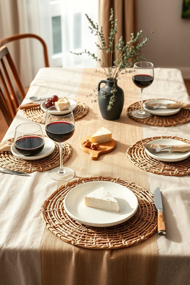layer textured table linens
