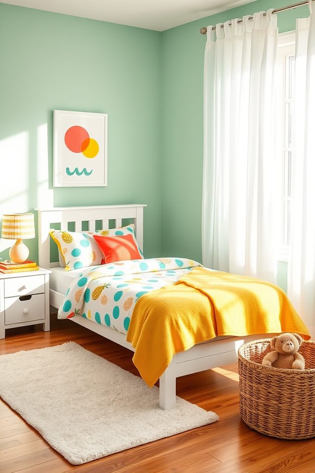13 Sweet Summer Bedroom Ideas for Kids 5 mix playful patterns cohesively