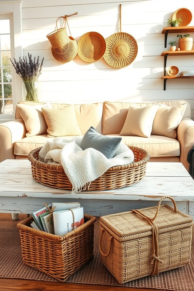 natural woven baskets decor