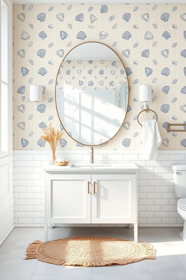 15 Striking Bathroom Wallpaper Ideas to Accentuate Your Mirror 9 nautical wallpapers coastal appeal
