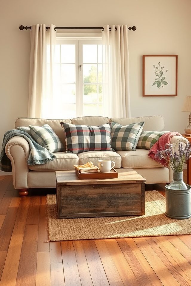 plaid gingham farmhouse textiles