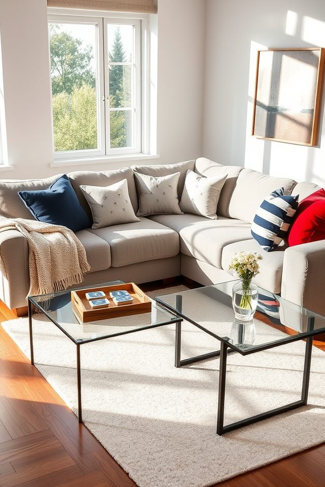 15 Living Room Decor Ideas to Celebrate Independence Day in Style 4 red white blue pillows