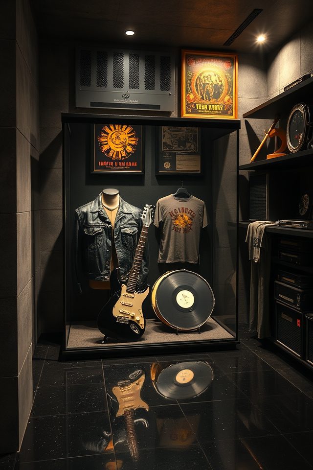 rock memorabilia led showcase