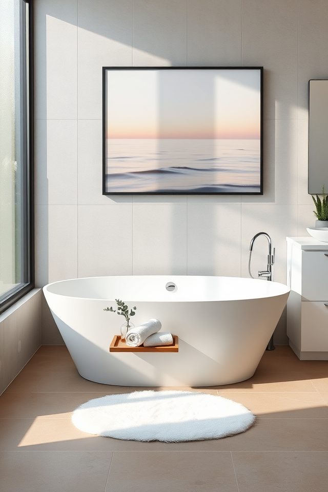 17 Refreshing Bathroom Decor Ideas for a Spa-Like Escape 6 serene oasis calming art