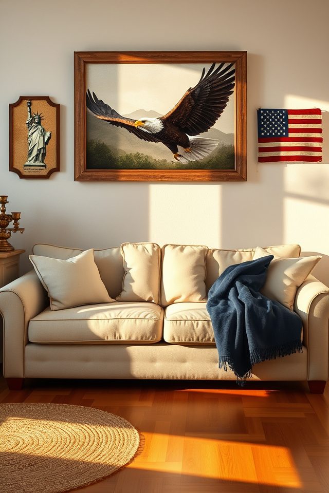 15 Living Room Decor Ideas to Celebrate Independence Day in Style 11 showcase vintage americana art