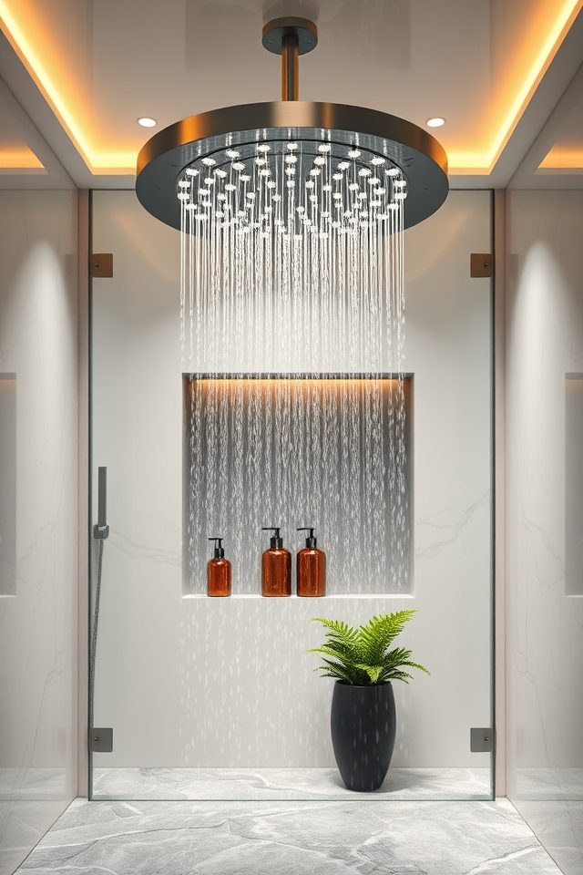 17 Refreshing Bathroom Decor Ideas for a Spa-Like Escape 11 upgrade to rainfall showerhead