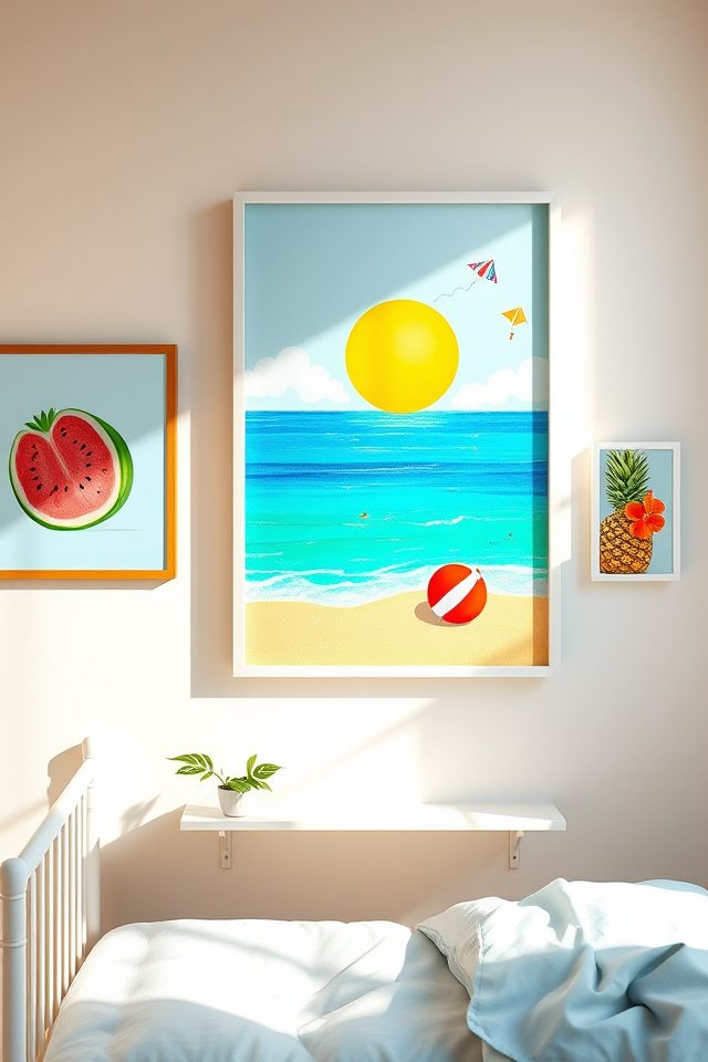 13 Sweet Summer Bedroom Ideas for Kids 8 vibrant summer wall art