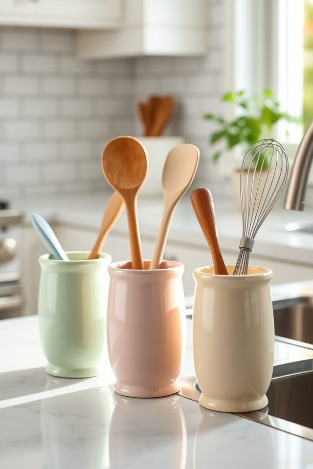 12 Kitchen Decor Ideas to Sweeten National Ice Cream Day 6 whimsical scoop shaped utensil holders