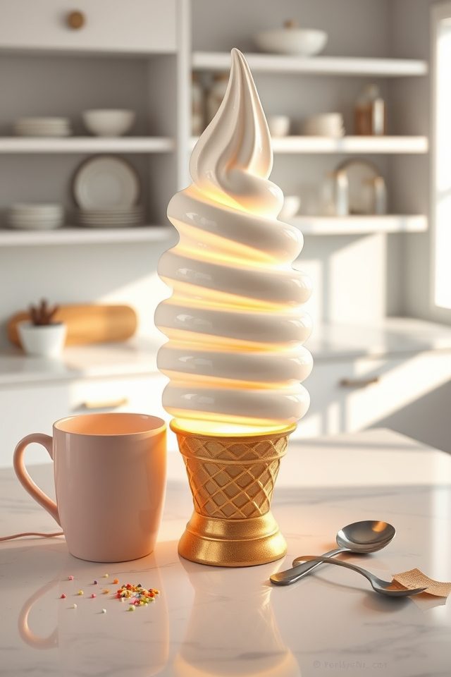 12 Kitchen Decor Ideas to Sweeten National Ice Cream Day 12 whimsical soft serve lamps