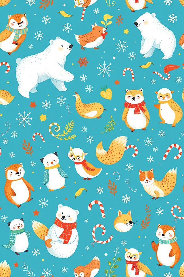 joyful winter animal art