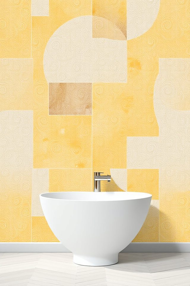 stylish mustard gray guest bathroom