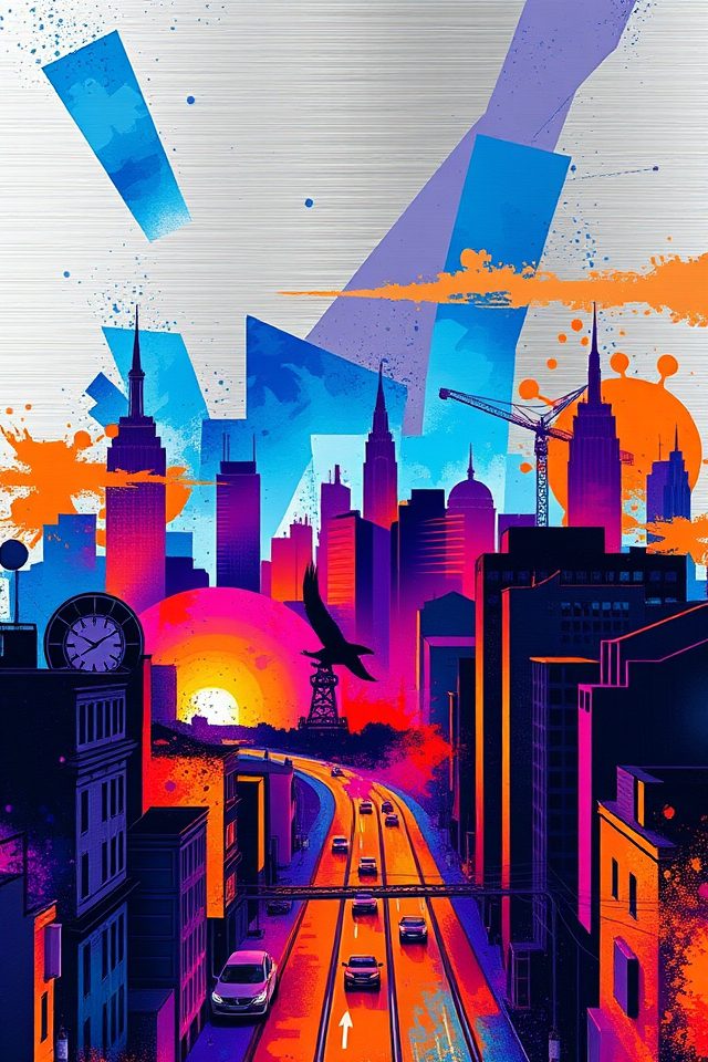 vibrant urban skyline wallpapers