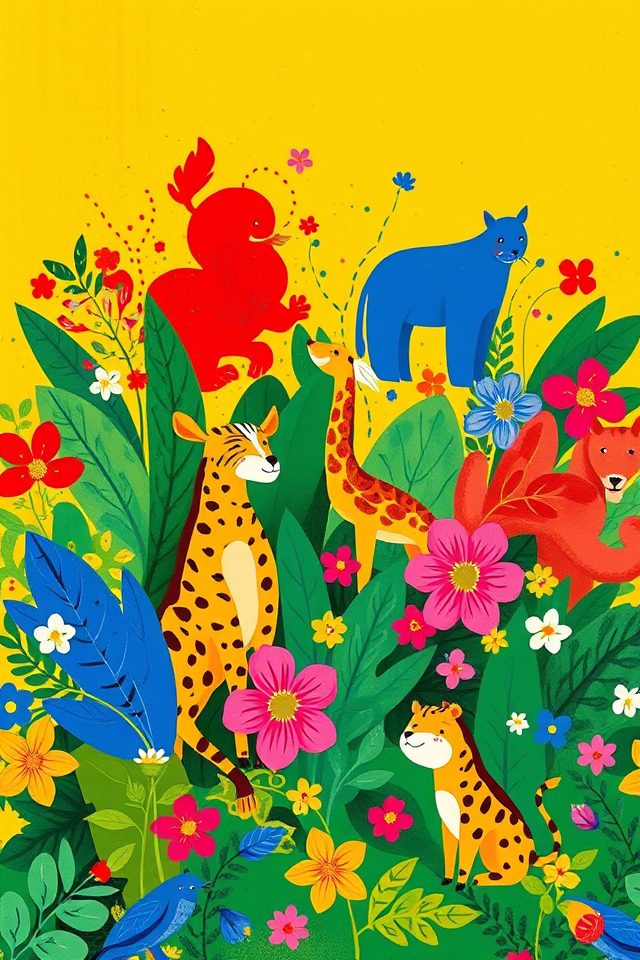 vibrant wallpaper and furniture