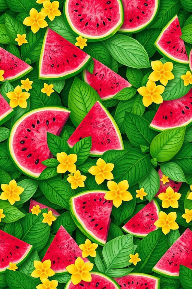 vibrant watermelon garden wallpaper