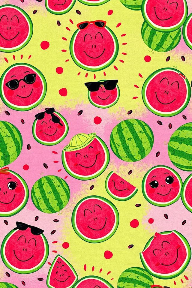 whimsical illustrated watermelon characters