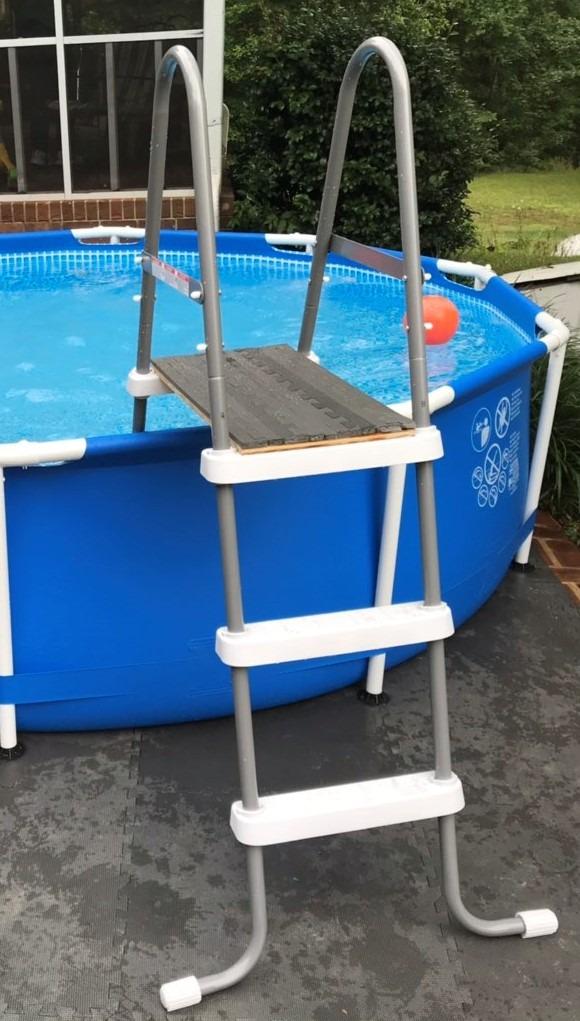 Intex Metal Frame 12 ft x 30 in Round Above Ground Outdoor Backyard Swimming Family Pool for Kids and Adults Ages 6 and Up, Blue - Customer Photo 2